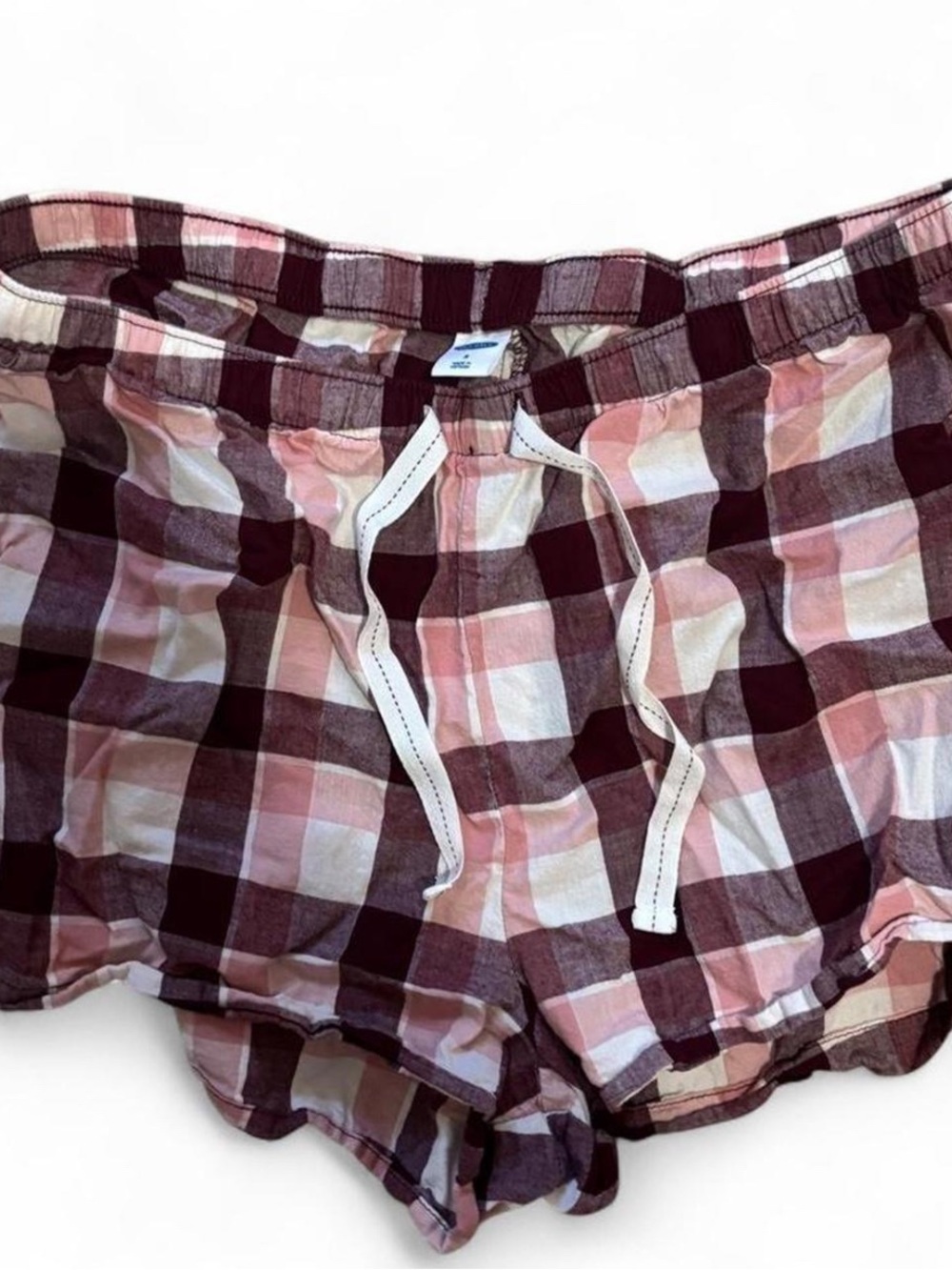 Small Old Navy Pink and Burgundy Plaid Sleep Shorts